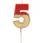 Retro kaars – Gouden - Folat : Nummer en kleur:N°5 rood