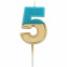 Retro kaars – Gouden - Folat : Nummer en kleur:N°5 blauw