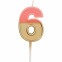 Retro Candle – Golden - Folat : Number and Color:N°6 pink