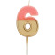 Retro kaars – Gouden - Folat : Nummer en kleur:N°6 roze
