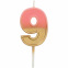 Retro kaars – Gouden - Folat : Nummer en kleur:N°9 roze