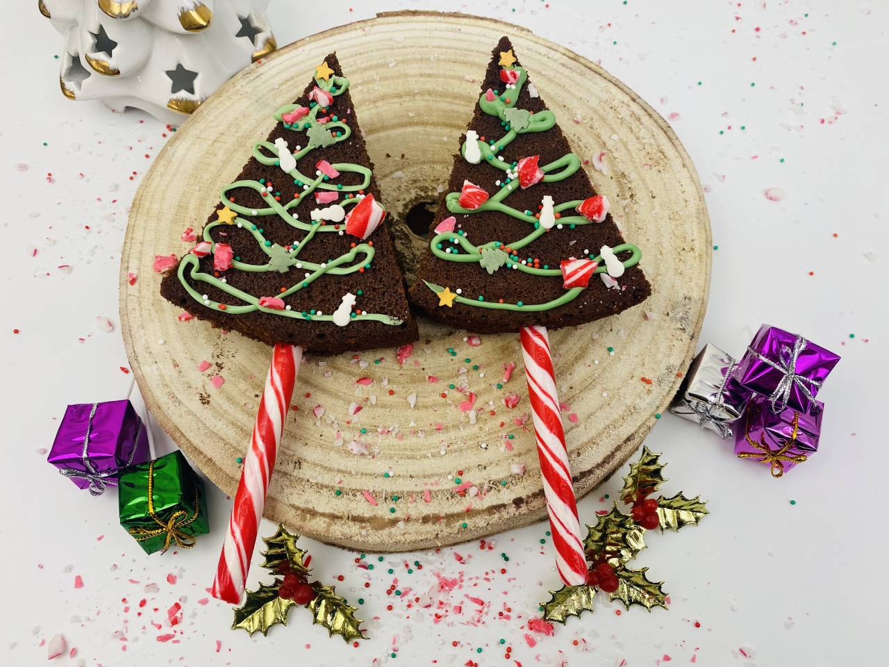 Sapins de Noël sur mousses au chocolat - Recette par kilometre-0