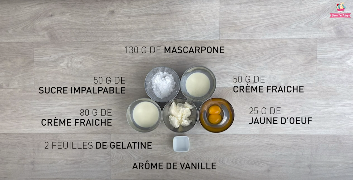 Ingrédients pour un insert au mascarpone