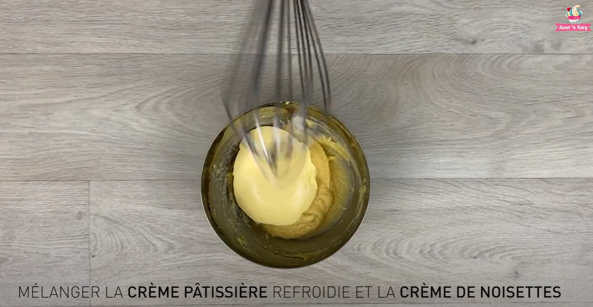 mélange crème noisettes et crème pâtissière